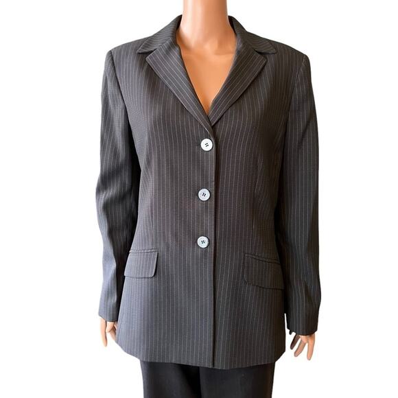 Le Suit Pinstripe Womens Blazer Size 12 Career Academia Minimalist Business - Picture 1 of 4